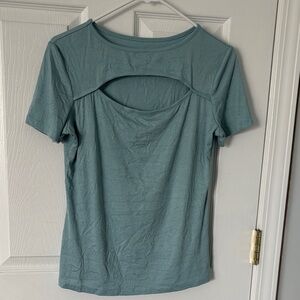 Turquoise hollow out top